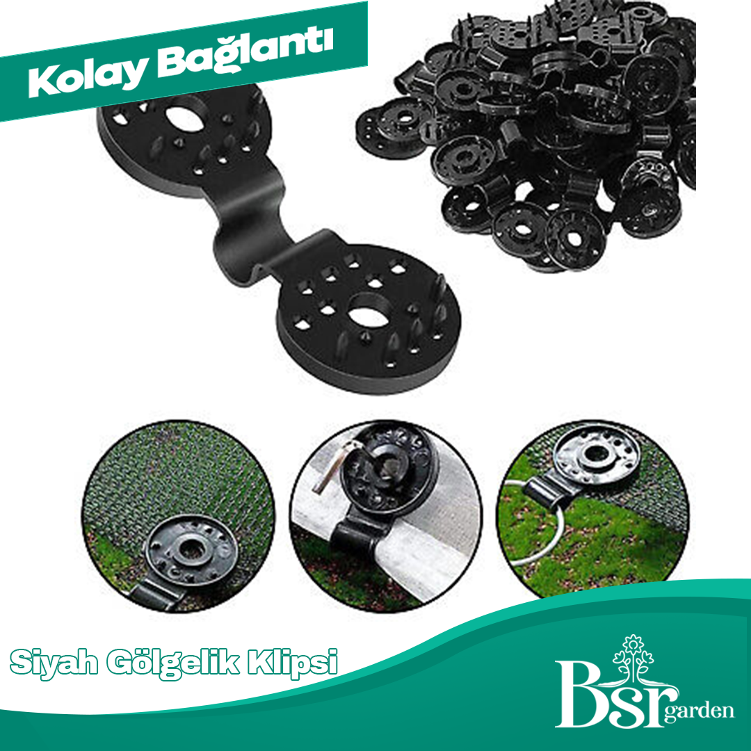 Siyah Gölgelik Klipsi /  Tokası 50 Adet Bsr Garden