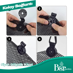 Siyah Gölgelik Klipsi /  Tokası 50 Adet Bsr Garden