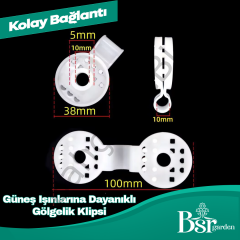 Beyaz Gölgelik Klipsi UV Katkılı 50 Adet Bsr Garden