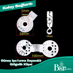 Beyaz Gölgelik Klipsi UV Katkılı 100 Adet Bsr Garden