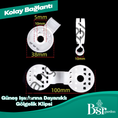 Beyaz Gölgelik Klipsi UV Katkılı 250 Adet Bsr Garden