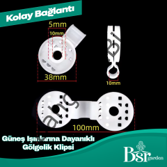 Beyaz Gölgelik Klipsi UV Katkılı 500 Adet Bsr Garden