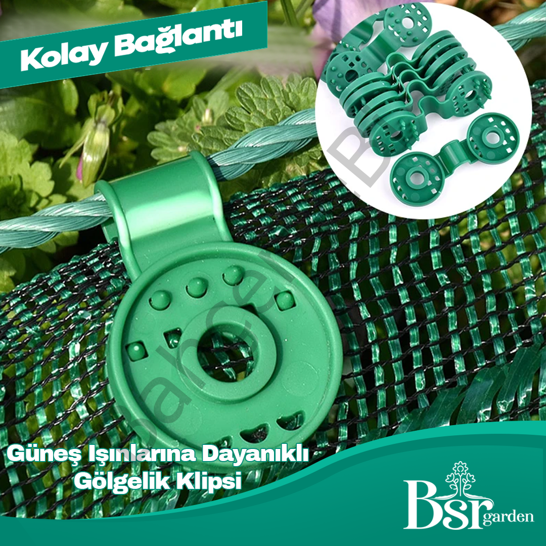 Yeşil Gölgelik Klipsi UV Katkılı 50 Adet Bsr Garden