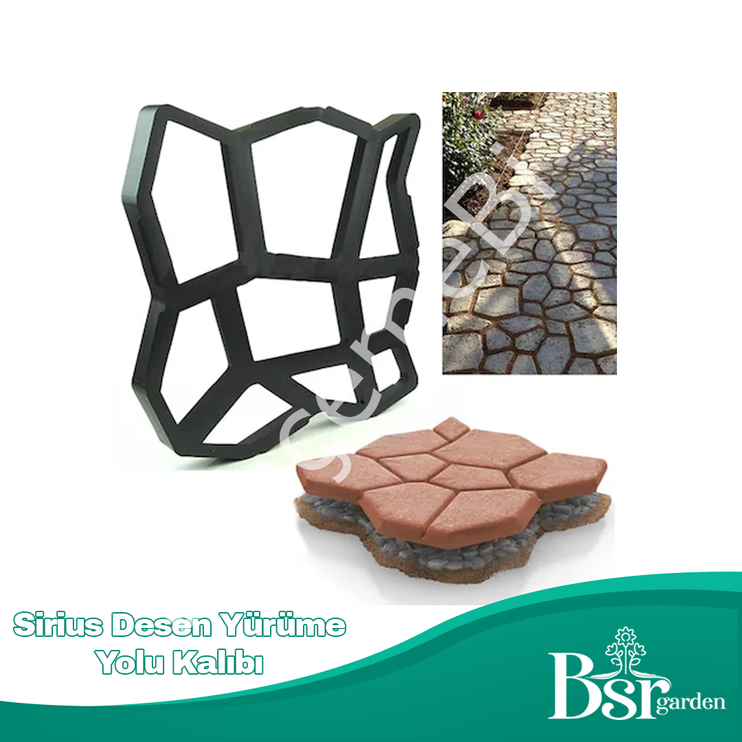 4 Adet Bahçe Taş Kalıp Beton Kalıbı Zemin Kaplama Kalıbı 42x40 Cm Sirius Desen/ Bsr Garden