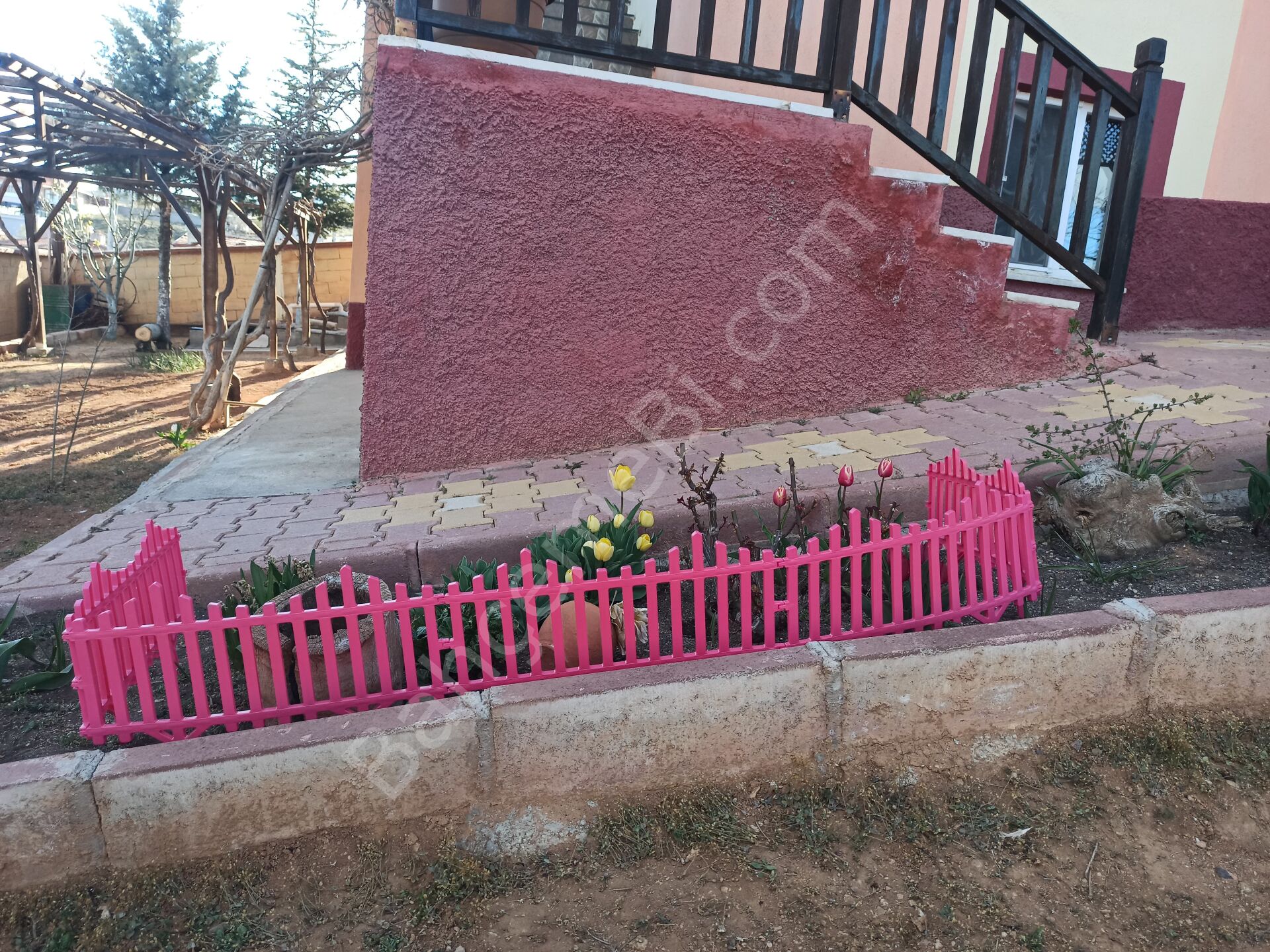 Pembe Dekoratif Bahçe Çiti Plastik Çit Peyzaj Koruma Panel Çit 1 Adet 59 Cm Bsr Garden