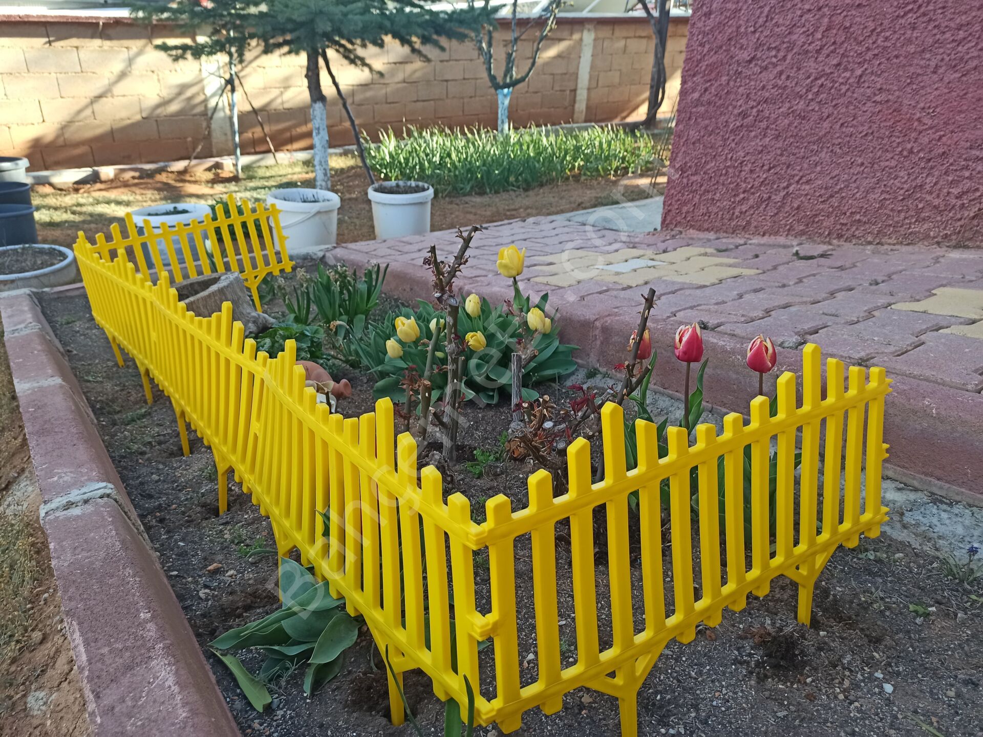 Sarı Dekoratif Bahçe Çiti Plastik Çit Peyzaj Koruma Panel Çit 1 Adet 59 Cm Bsr Garden