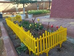 Sarı Dekoratif Bahçe Çiti Plastik Çit Peyzaj Koruma Panel Çit 1 Adet 59 Cm Bsr Garden