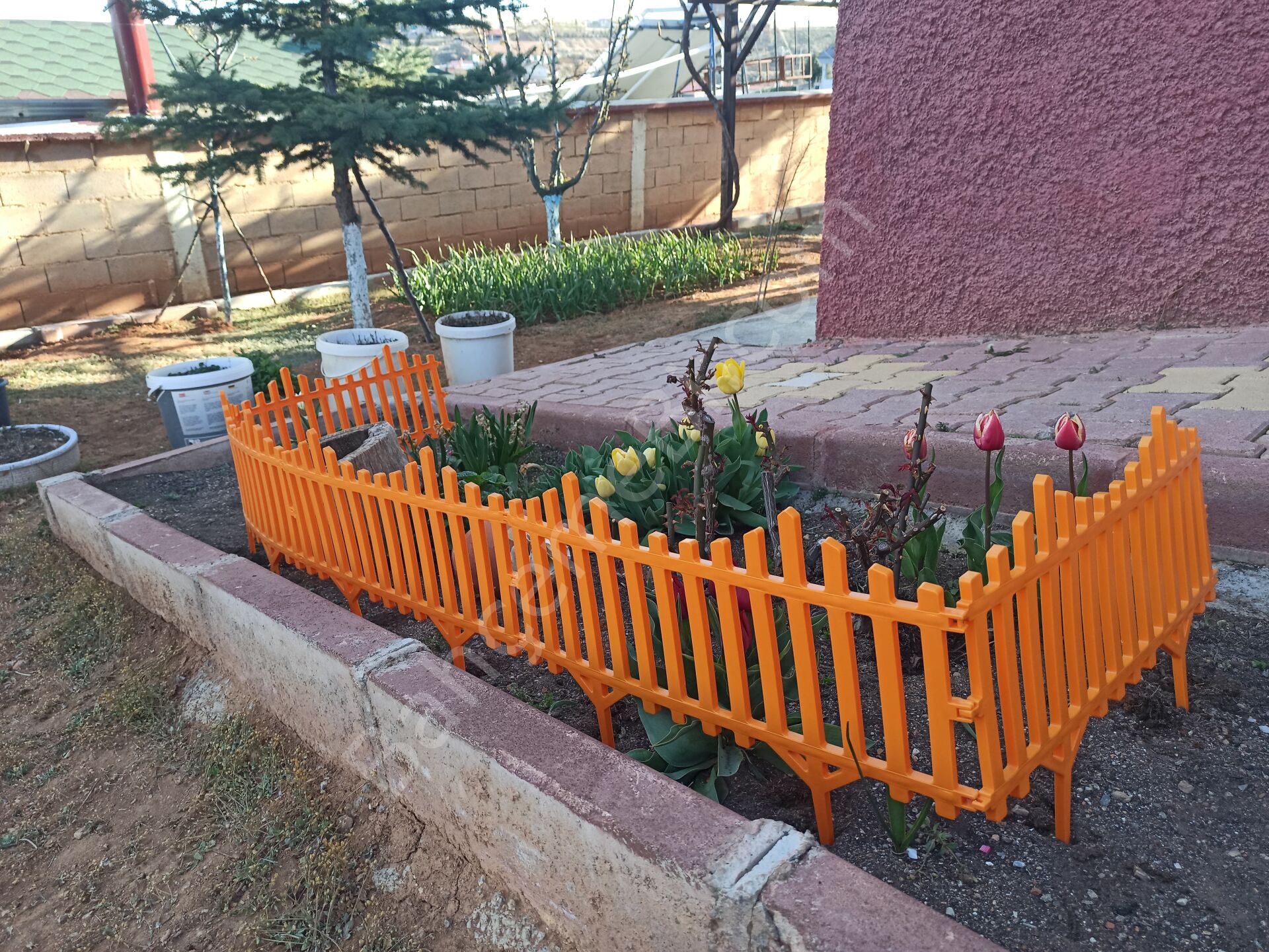 Turuncu Dekoratif Bahçe Çiti Plastik Çit Peyzaj Koruma Panel Çit 1 Adet 59 Cm Bsr Garden