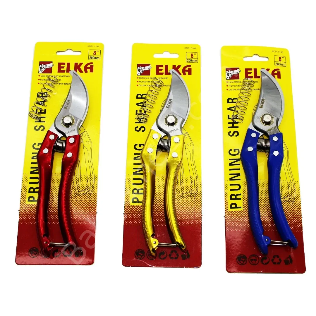 Elka Pruning Shear Kod-0168 Geniş Ağız Çelik Bağ Makası – 8'' (200 mm) Yedek Yaylı