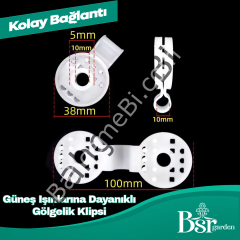 Beyaz Gölgelik Klipsi UV Katkılı 10 Adet Bsr Garden