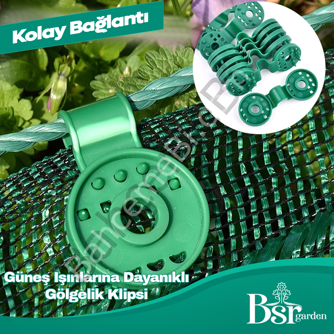 Yeşil Gölgelik Klipsi UV Katkılı 25 Adet Bsr Garden