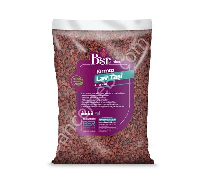 Kırmızı Pomza Taşı 5 KG (12–18 mm) – Dekoratif Lav Taşı ve Tarım Pomzası BSR Garden