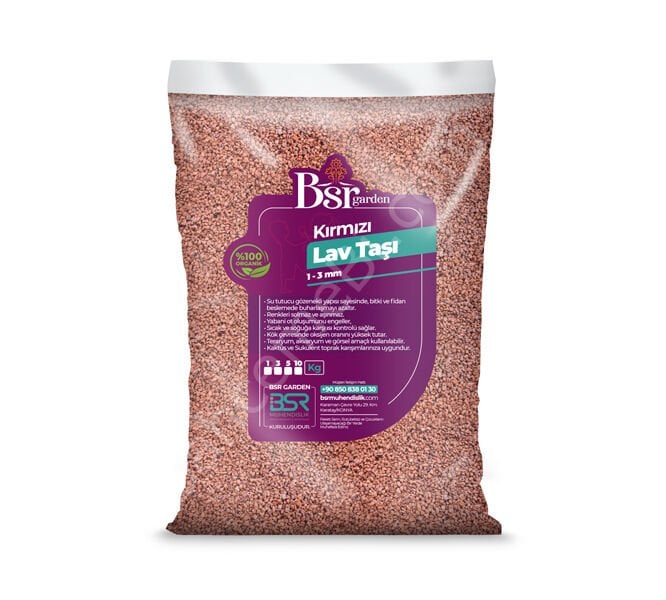 Kırmızı Pomza Taşı 3 KG (1–3 mm) – Tarım ve Toprak Karışımları İçin BSR Garden